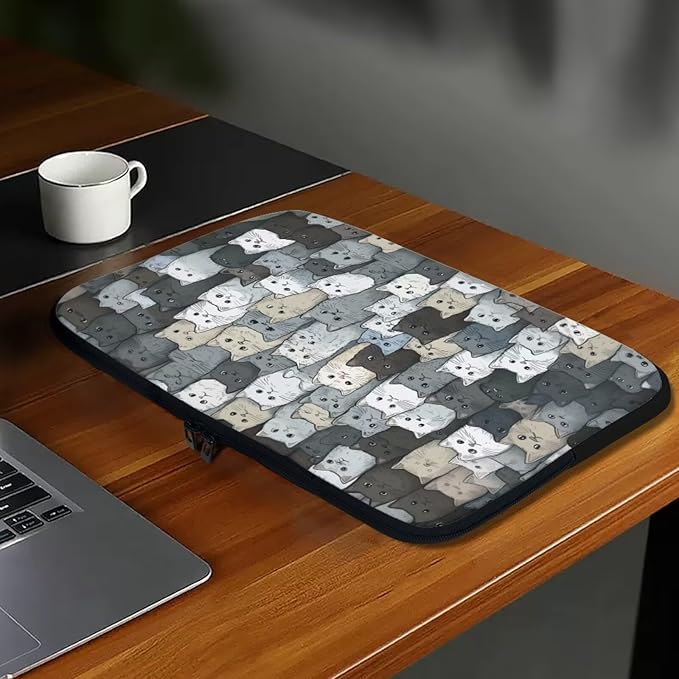 Cartoon Cat Printed Computer Bags for Laptops, Water Resistant 13 Inch Laptop Bag Laptop Briefcase Travel Case for Women Men Teens, Compatible with Most Laptops