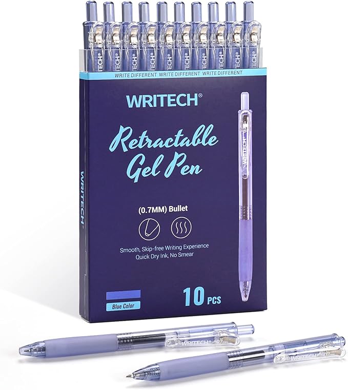 WRITECH Retractable Fine Point Gel Pens (Blue)