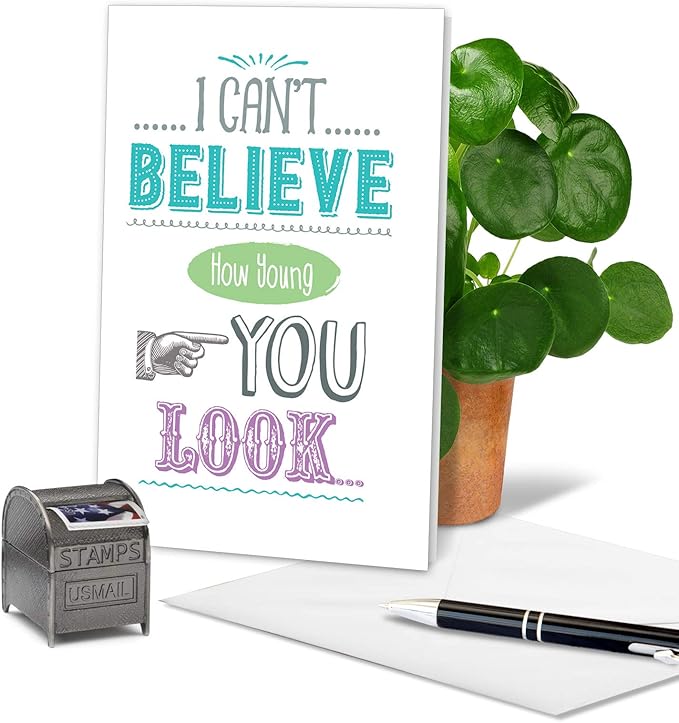 NobleWorks - Funny Happy Birthday Card with Envelope - Congrats Greeting Card, Birthday Fun - Your Old Photos C6876BDG