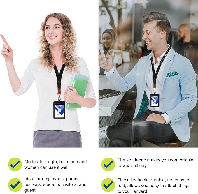 Black Marble Lanyard, Long Neck Lanyard with Metal Clasp, Sturdy Durable Women Men Id Badge Lanyard, Neck Lanyard Strap Ideal for Car Keys, Card Holder, Whistle, Keychain, Wallet