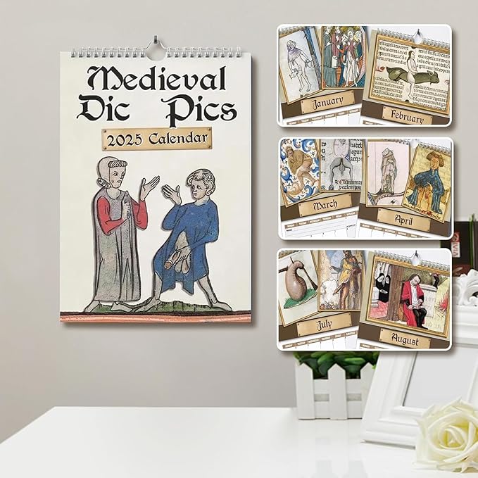 Medieval Dick Pics 2025 Calendar, Strange Medieval Dick Wall Calendar, Funny Wall Art Calendar for Prank for History Enthusiasts Prankster (21CM x 28CM)