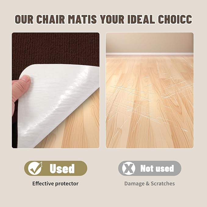 Office Chair Mat - for Hardwood Floors, Large Non-Slip Easy-Clean Floor Protection Blanket (Yellow-Brown, “48 x 36in”).