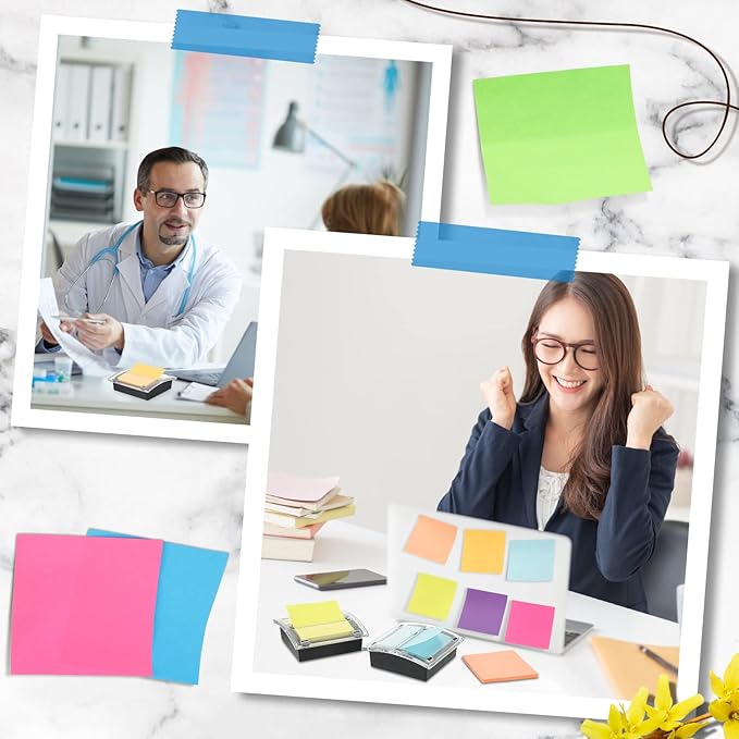 Meanplan 3 Pack Pop up Sticky Dispenser Post Note Holder Black Base with 24 Pads Colored Pop up Sticky Notes Memo Pads Blank Self Stick 3x3 Refills Back to School Office Supplies, 50 Sheet Per Pad