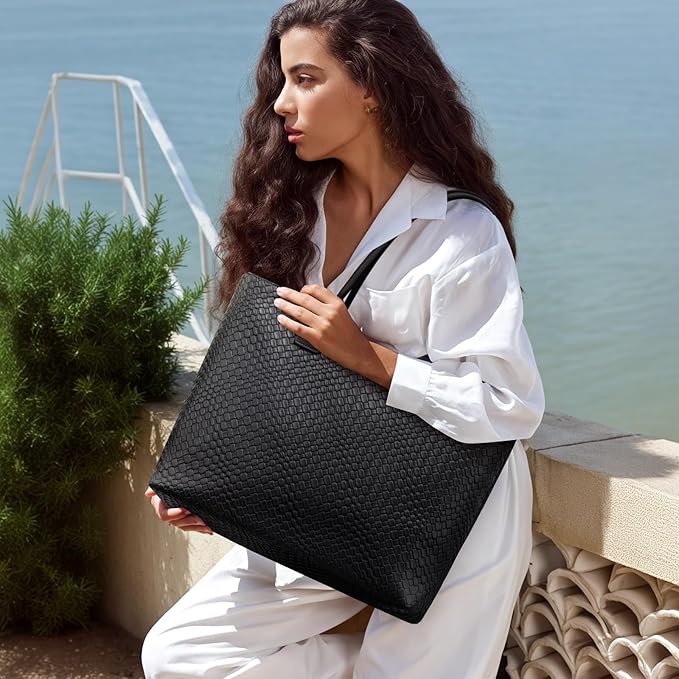 LOVEVOOK Laptop Purses and Handbags for Women, 15.6 Inch Computer Bag Work Tote Briefcase Satchel Handbags for Women with Small Clutch, Black