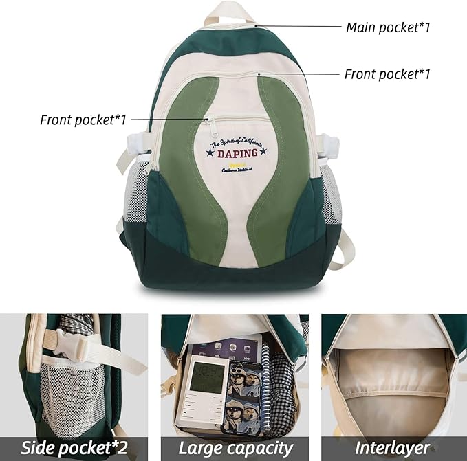 Teclado Fashion Backpack Large Bookbag Waterproof Laptop Bag Lightweight Casual Travel Daypacks (Blue)