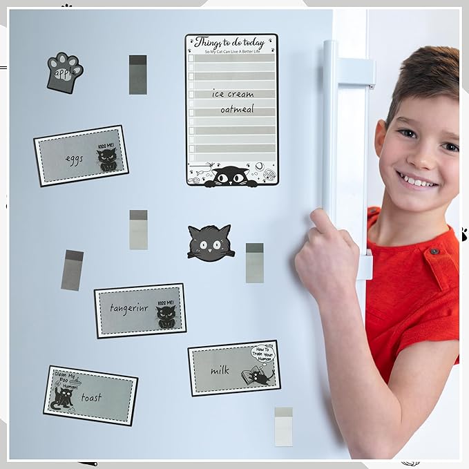 B1ykin Sticky Notes Set - Cartoon Theme Cute Self-Stick Notes Pad Teacher Appreciation Gifts， Self-Adhesive Writing Memo Pages Sticky to Do Notepad for Kids Employee School Office (Funny Black Cat)