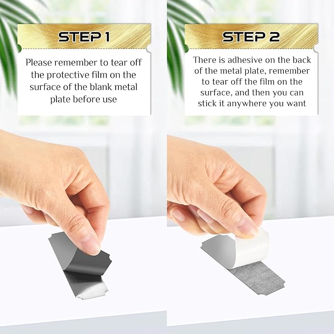 Therwen 30 Pcs Name Plates Laser Engraved Brushed Stainless Steel Plate Personalized Plaque Blank Custom Name Tag Frame Label with Adhesive Backing(Silver Multi Shape,1''x 3'')