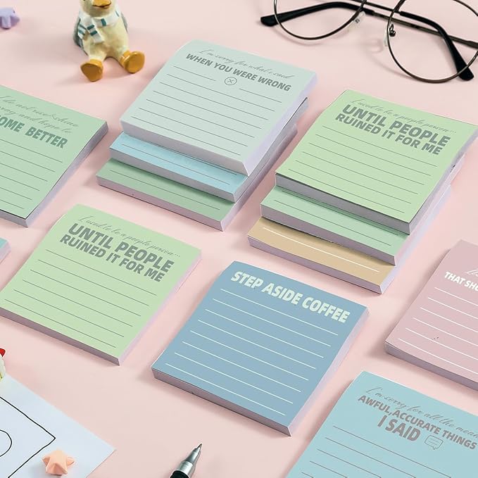 Post it Notes 3x3 Cute and Aesthetic Sticky Notes Planner Notepad - 450 Sheets - Desk Accessories for School, Office, and Home - Ideal Gifts for Teachers, Women, and Coworkers (Sayings Line)