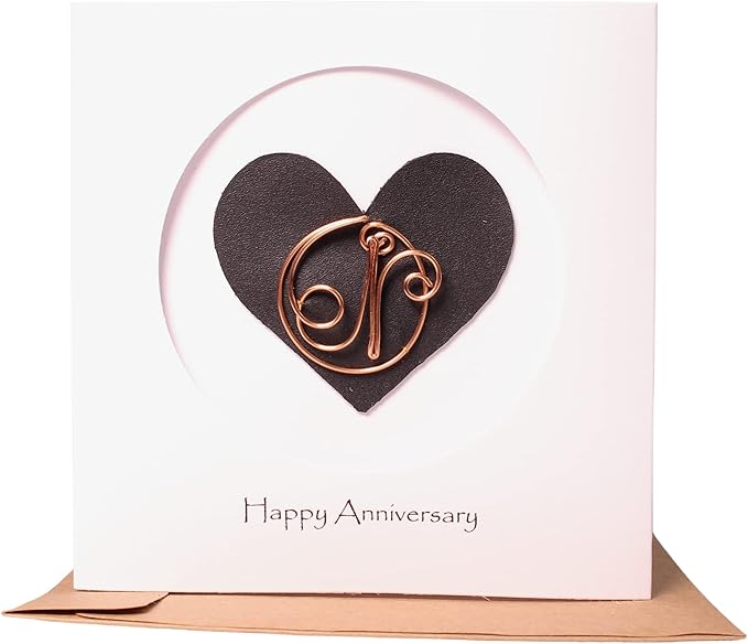 Personalised Initial Birthday Card, Copper Initial, Happy Birthday, Birthday Card, Card for Her, Gift for Her (N)