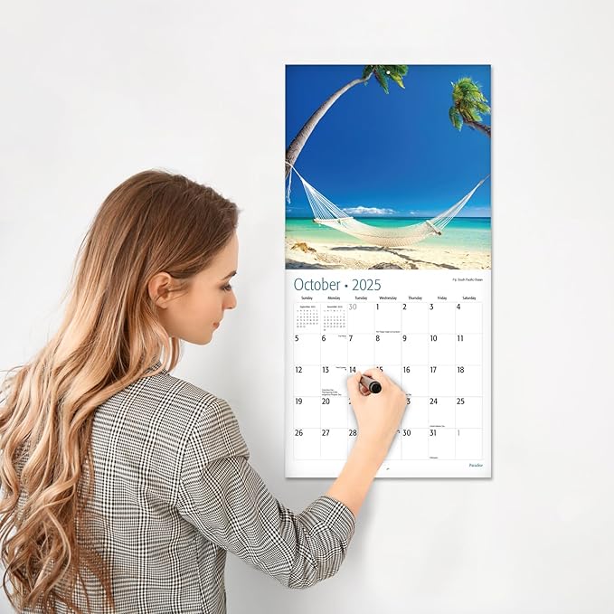 RED EMBER Paradise 2025 Wall Calendar 12 Month | 12" x 24" Open | Thick & Sturdy Paper | Giftable | Calendar 2025