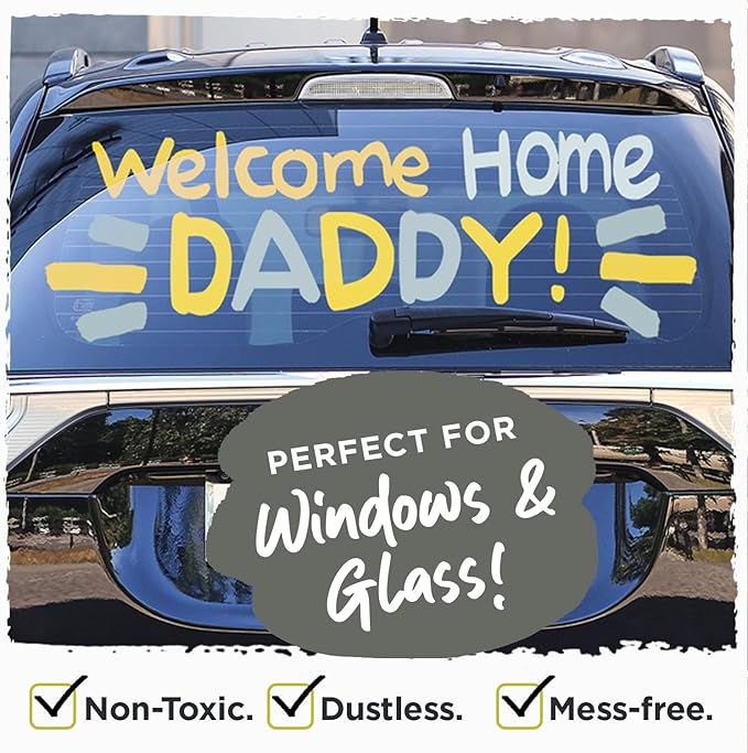 Metallic Chalk Markers (8 Pack) Liquid Chalk Pens for Blackboards, Chalkboard, Bistro Menu, Window Markers for Cars - Wet Wipe Erasable - 15mm Jumbo Nib