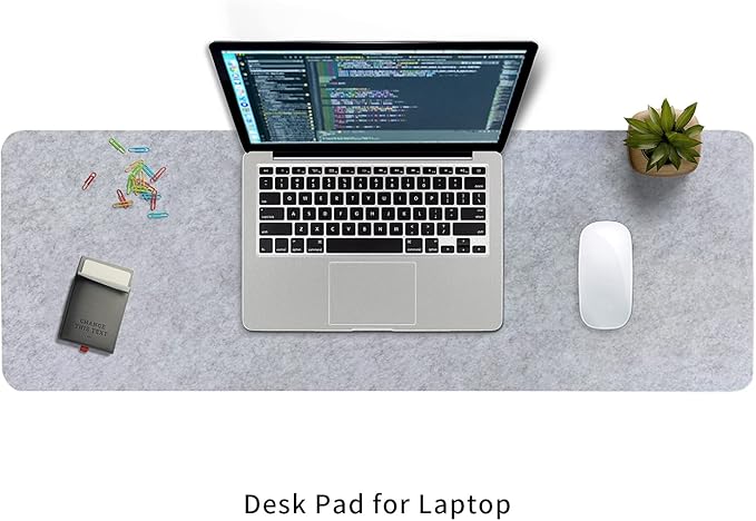 DawnTrees Felt Desk Pad,Keyboard Mat (35.5x12Inches),Large Felt Mouse Pad,Computer Desk Mat XL,Desk Protector for Office (Light Gray)