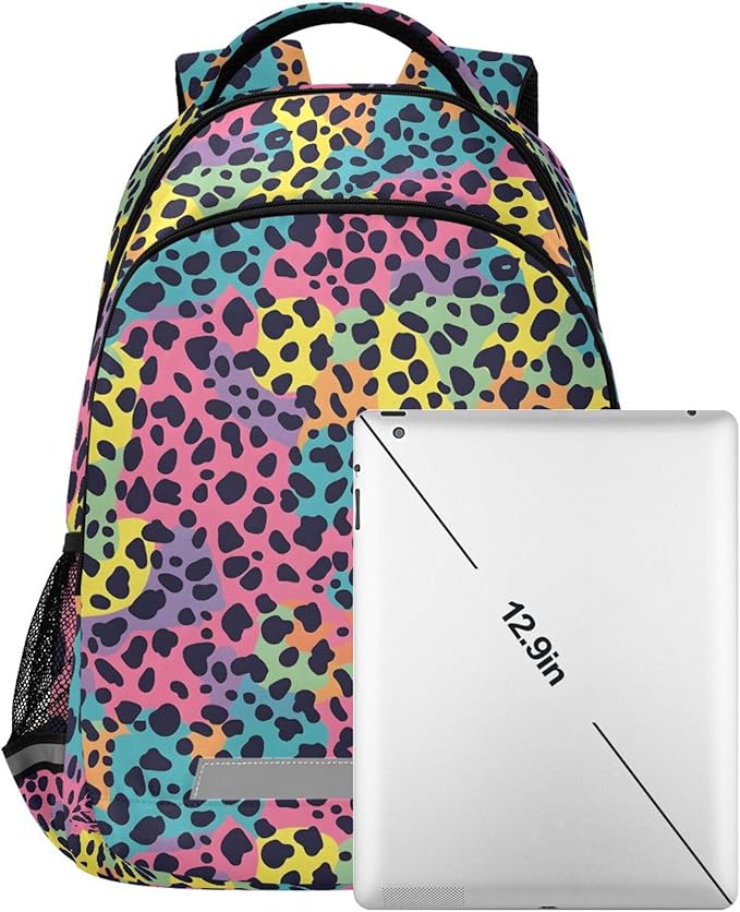 MNSRUU Laptop Backpack with Chest Strap, Leopard School Backpack, Travel Hiking Backpack for Boys Girls Teen Adult, Rucksack, Knapsack