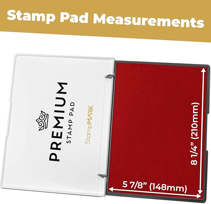 Premium Stamp Pad Extra Large Size 6" x 8" - for Traditional Rubber Stamps - Felt Pad Red Color