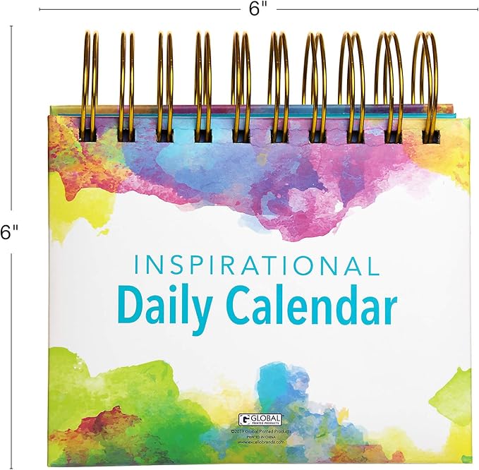 Global Printed Products Motivational & Inspirational Perpetual Daily Flip Calendar Self-Standing Easel (Watercolors)