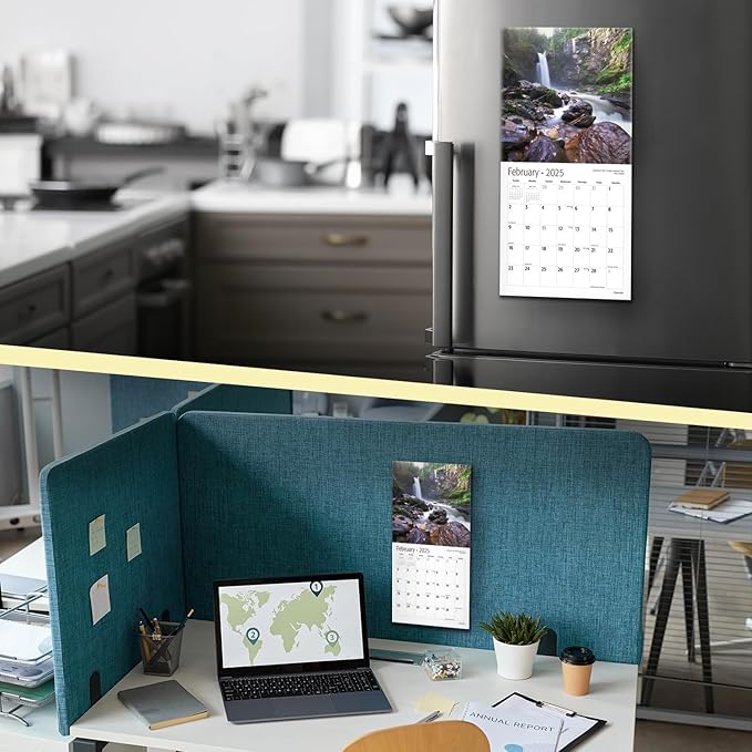 RED EMBER Waterfalls Mini 2025 Wall Calendar 12 Month | 7" x 14" Open | Thick & Sturdy Paper | Giftable | Calendar 2025