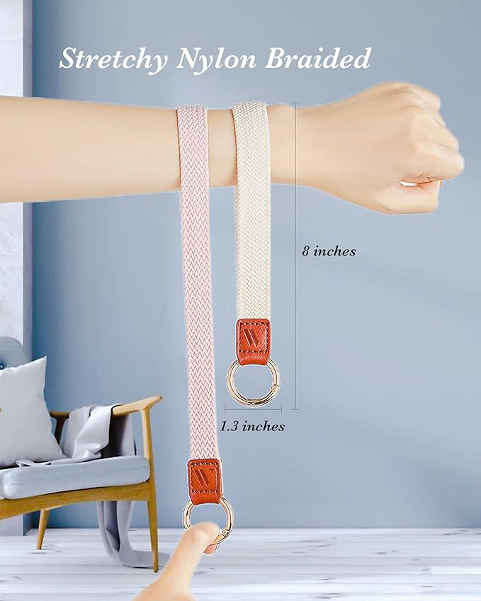 Key Chain, Stretchy Keychain Wristlet, Cute Wrist Lanyard Strap for Car Keys with D Ring for Women Men (Fish - BlueGrey)