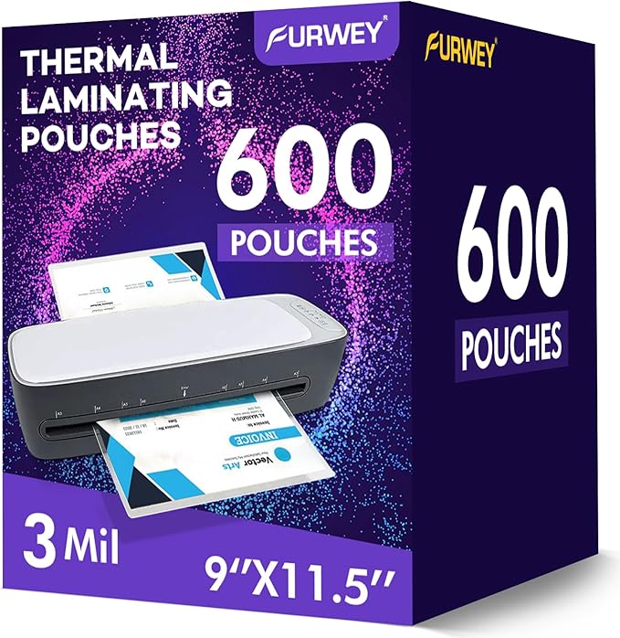 600 Pack Laminating Sheets, Holds 8.5 x 11 Inch Sheets, 3 mil, 9 x 11.5 Inches Thermal Laminating Pouches Lamination Sheet Paper for Laminator, Clear, Letter Size, Office and School Supplies
