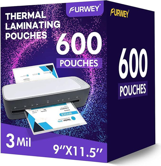 600 Pack Laminating Sheets, Holds 8.5 x 11 Inch Sheets, 3 mil, 9 x 11.5 Inches Thermal Laminating Pouches Lamination Sheet Paper for Laminator, Clear, Letter Size, Office and School Supplies