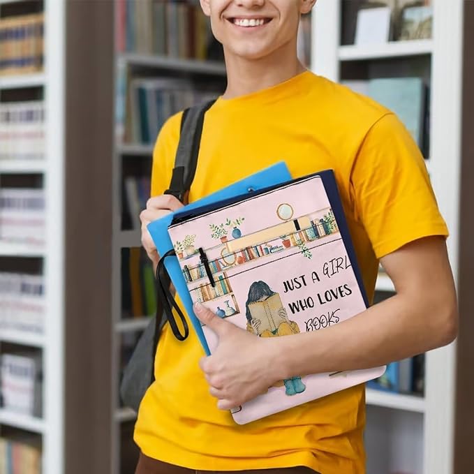 COEQINE 9x11 Book Covers for Paperbacks Pink,Just Girls Who Like Books Cute Cartoon Girls Print Teens Girls Book Protection Book Sleeves with Pen Sleeves