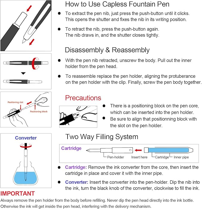 JINHAO 10 Press Fountain Pen, Retractable Metal Pen with Ink Converter (F Nib 0.5mm, Light Pine Green)