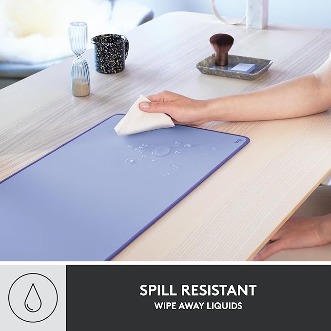 Logitech Desk Mat - Studio Series, Multifunctional Large Desk Pad, Extended Mouse Mat, Office Desk Protector with Anti-Slip Base, Spill-Resistant Durable Design, in Lilac