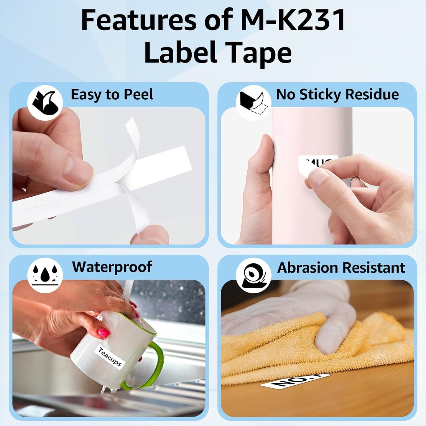 Compatible for Brother P-Touch M Tape M-K231 MK231 M231 MK-231 Black on White Label Tape 0.47" (12mm) x 26.2ft for PT-90 PT-M95 PT-70 PT-70BM PT-85 PT-80 PT-45 PT-65 Label Makers, 1 Pack