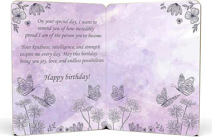 Bamboo Birthday Card - 6" X 4.5" - 1 Pack (With Envelope) | Laser Cut, Butterfly Themed Daughter Card