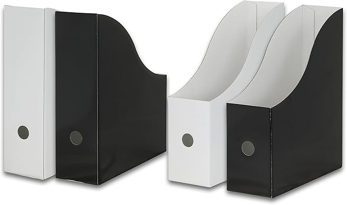 Simple Houseware Magazine File Holder Organizer Box, Black and White, 12 Packs