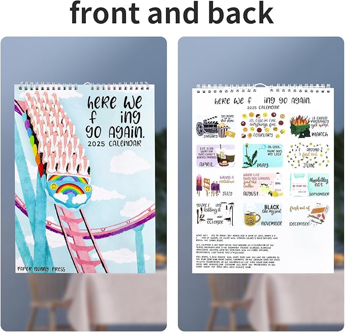 Here We Go Again 2025 Calendar, Fun Here We Go Again Calendar, Hanging Month Hanging Calendar, Match Your Witty Personality, Novelty Planning Wall Calendar Note Pads for Home Office