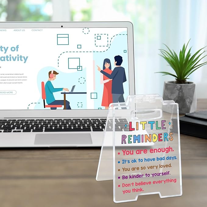 Women Office Workspace Cubicle Decor Office Desk Accessories Teacher Counselor Office Essential Little Reminders You Are Enough Mental Health Coworker Associates Christmas Inspirational Gift Clear