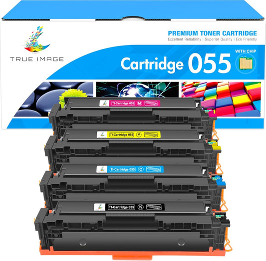 TRUE IMAGE 055 055H Toner Cartridge Set MF743Cdw MF741Cdw Compatible for Canon 055 055H Toner for Canon MF743Cdw MF741Cdw MF745Cdw MF746Cdw LBP664Cdw Printer (Black Cyan Magenta Yellow, 4-Pack)