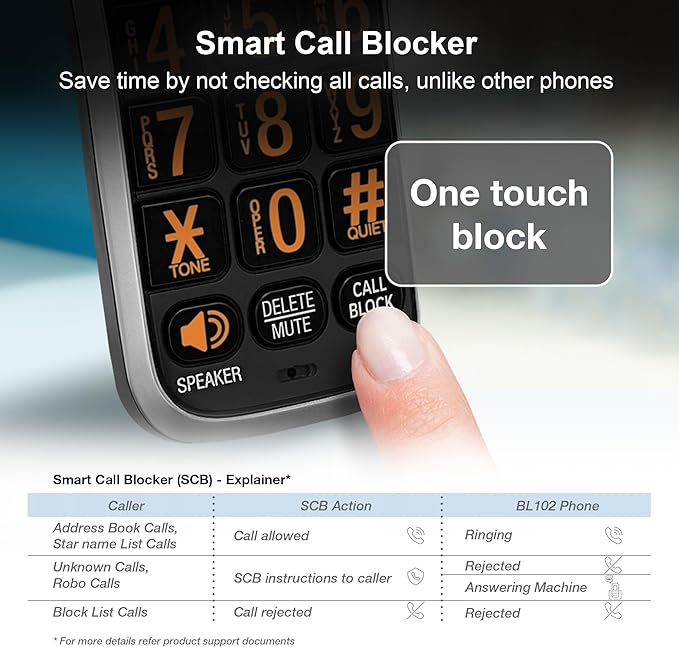 AT&T BL102 DECT 6.0 Cordless Phone for Home with Answering Machine, Call Blocking, Caller ID Announcer, Audio Assist, Intercom, and Unsurpassed Range, Silver/Black