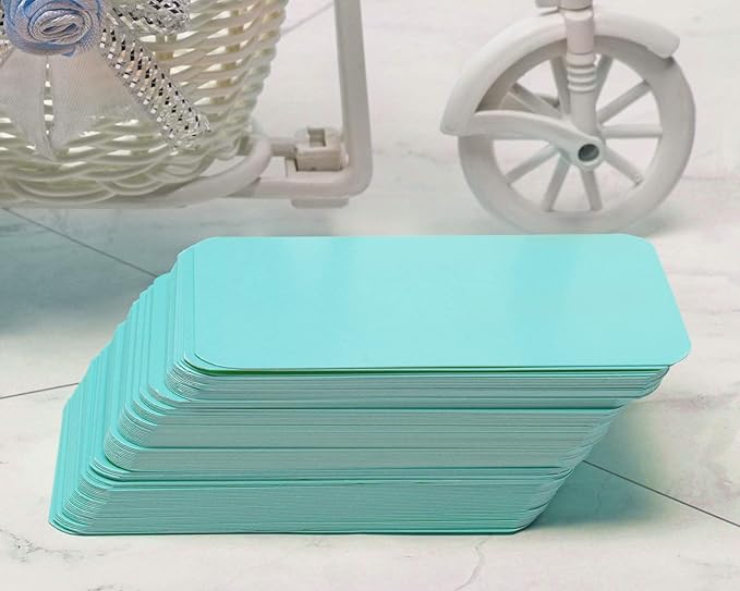 Penta Angel 100 Pcs Mini Paper Blank Gift Notes Cards DIY Craft Small Word Business Message Cards (Light Blue)