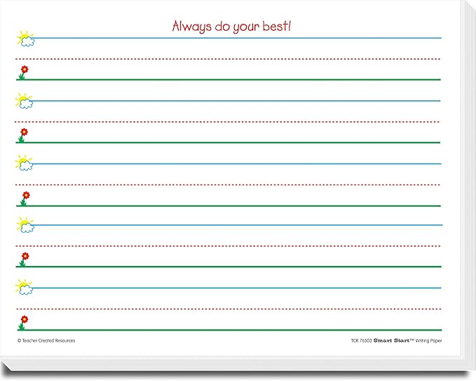 Teacher Created Resources (76503) Smart Start K-1 Writing Paper: 360 sheets, White