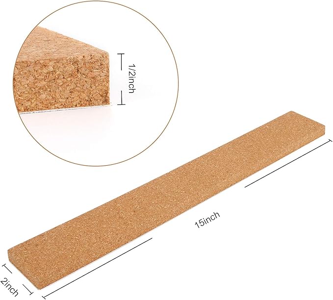 FEBSNOW 3 Pcs Bulletin Strip Cork Strip Cork Bulletin Bar Strip Natural Frameless Cork Board Strips with Strength Adhesive Backing for Office, School, Home Holiday Decor 15" X 2"- 1/2" Thick