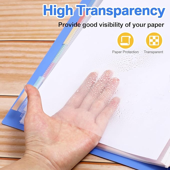 ReliThick 30 Set of 240 Pack Clear Binder Sheet Protectors with 8 Tabs Sturdy Binder Sheet Protectors for 3 Ring Plastic Page Insertable Index Divider, 8.5 x 11 Inch