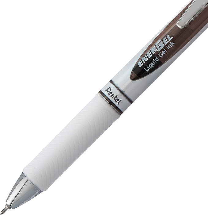 Pentel Gel Ink Pen, EnerGel Pearl RTX0.5mm, Fine Point, Needle Tip (BLN75WBP3A),Black