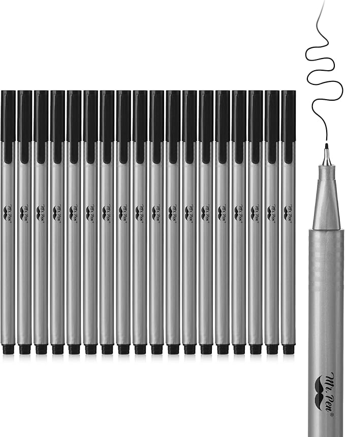 Mr. Pen- Black Fineliner Pens, 0.4mm, 18 Pack, Black Fine Point Pens Fine Point, Fine Liners Artists, Fineliners Pens, School Supplies, Art Pens, Writing Pens, Fine Tip Markers