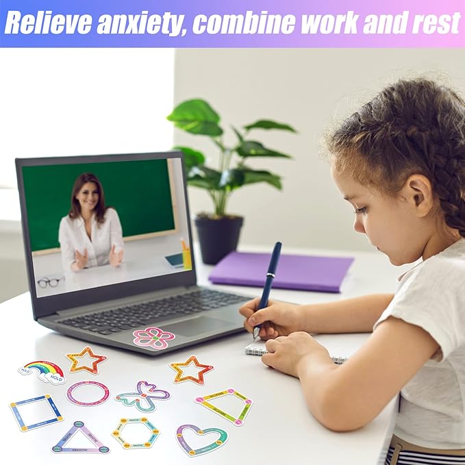 80 Pcs Anxiety Sensory Stickers with Inspirational Quotes Calm Textured Strips Relief Mental Health Stickers School Office Adhesive Sensory Tape Anti Stress Toys for Adults Teens (Shaped)