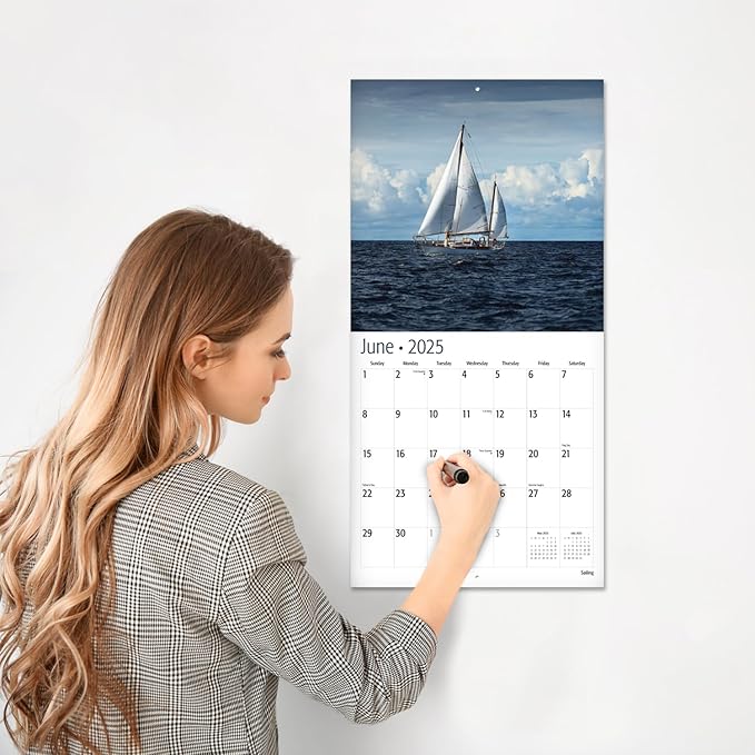 RED EMBER Sailing 2025 Wall Calendar 12 Month | 12" x 24" Open | Thick & Sturdy Paper | Giftable | Calendar 2025