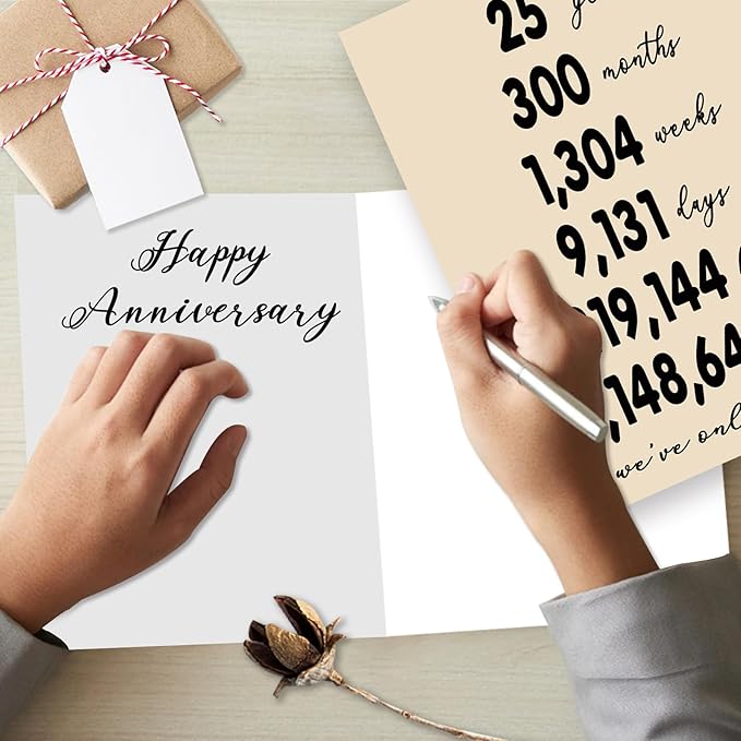 YiKaLus Large 25th Anniversary Card for Couples, Retro 25 Years Wedding Aday Gift Ideas for Him Her, Unique Silver Aday Gifts for Husband Wife