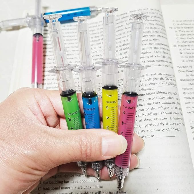 MultiColor Macaron Syringe Pens Writes In Black Ink, Party Favors Nurse Pens Imaginary Doctor Play Return Gift Office Supplies (12Color, 24Pieces)