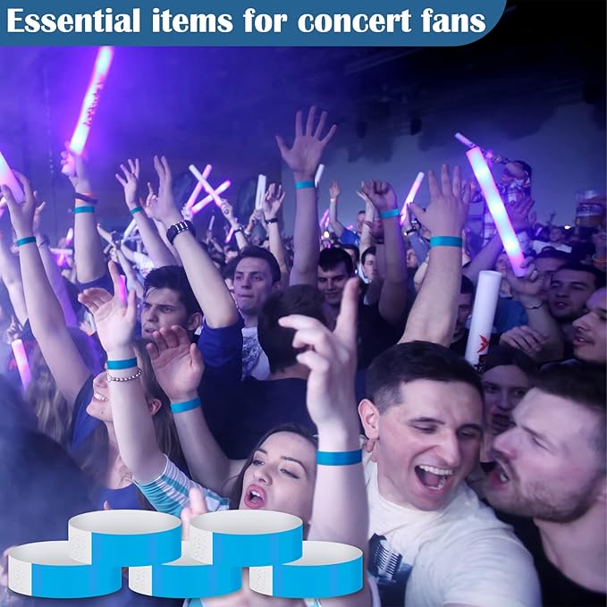 600 Packs Paper Wristbands for Events Neon Party Wristbands Colored Waterproof Paper Club Arm Bands Lightweight Identification for Concert Bar Entrance Admission(Blue)