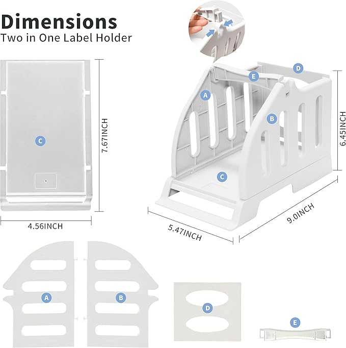 GUERMOK Thermal Label Holder for Rolls & Fan-Fold, Fragile Shipping Label, Label Stand Desktop Printer Holder-Home Office Accessory-Sticker Dispenser for Holographic Vinyl (White), 9 inches