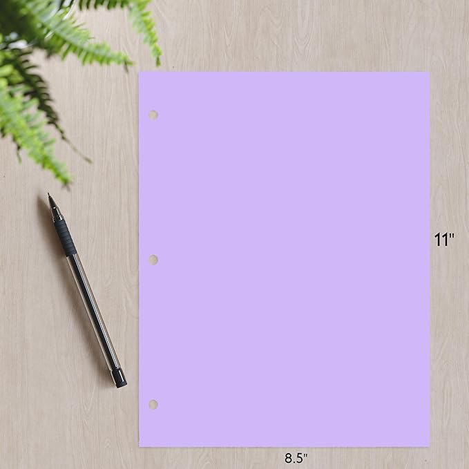 Copy And Printing Color Paper, 20 Lb. 3 Hole Punch 500 Sheets Per Ream. (Lavander/orchid)