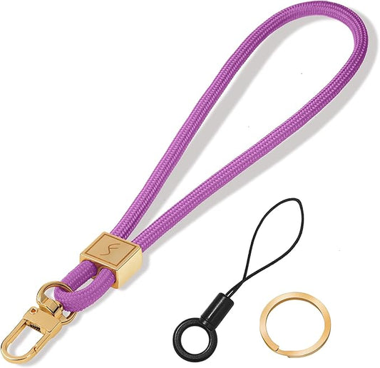 Fishent Keychain Wristlet lanyard, Cute Key Chain Holder, Upgraded Woven Wrist Lanyard for Keys, Wristlet Strap Keychain for Women Men Car Keys ID Badges Card Wallet Phone (Dark Violet)