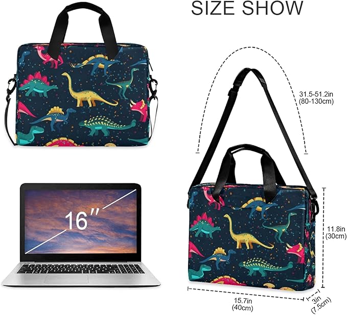 ALAZA Cute Dinosaurs Laptop Messenger Bag Case Sleeve Briefcase for Men Women, Multicolor