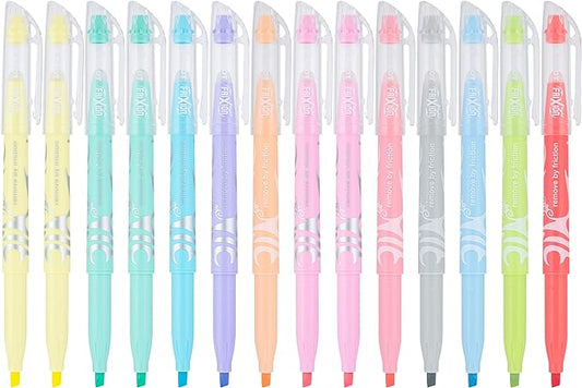 Pilot, FriXion Light Pastel Erasable Highlighters, Chisel Tip, Pack of 14, Assorted Colors