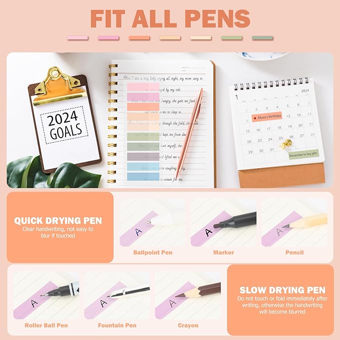 800Pcs Books Tabs for Annotating, Tabs for Notebooks, Sticky Tabs, Morandi Page Markers, Multi-Colored Writeable and Repositionable Book Flags Strip (800Pcs)